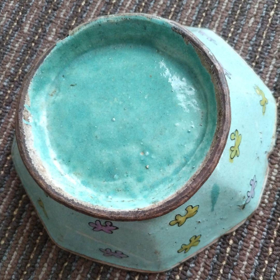 a中国古玩　粉彩　十錦手　色絵八角鉢　15.5cm