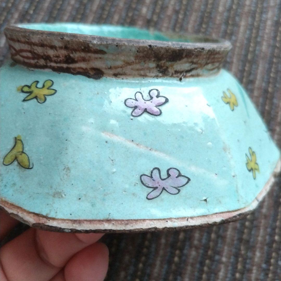 a中国古玩　粉彩　十錦手　色絵八角鉢　15.5cm