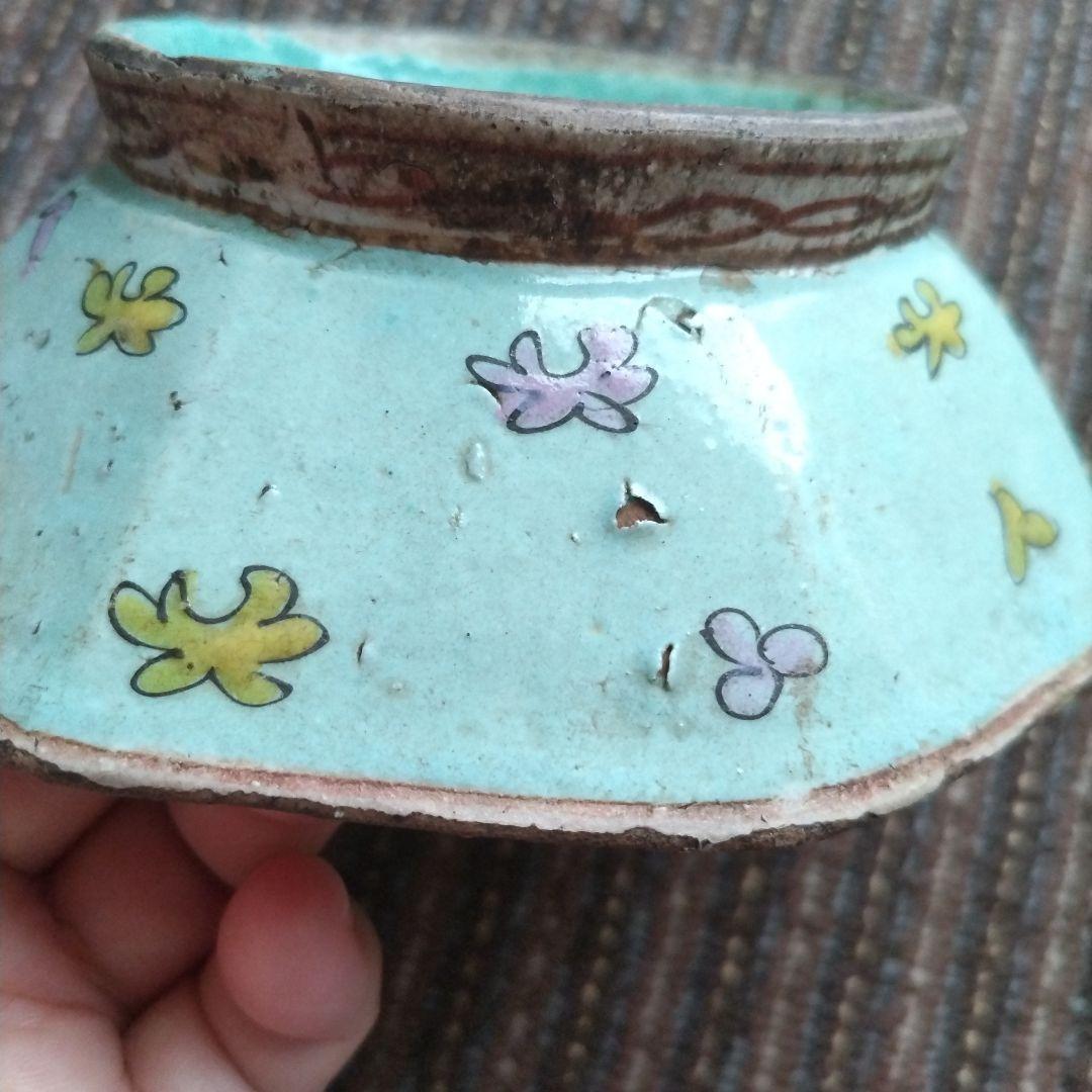 a中国古玩　粉彩　十錦手　色絵八角鉢　15.5cm