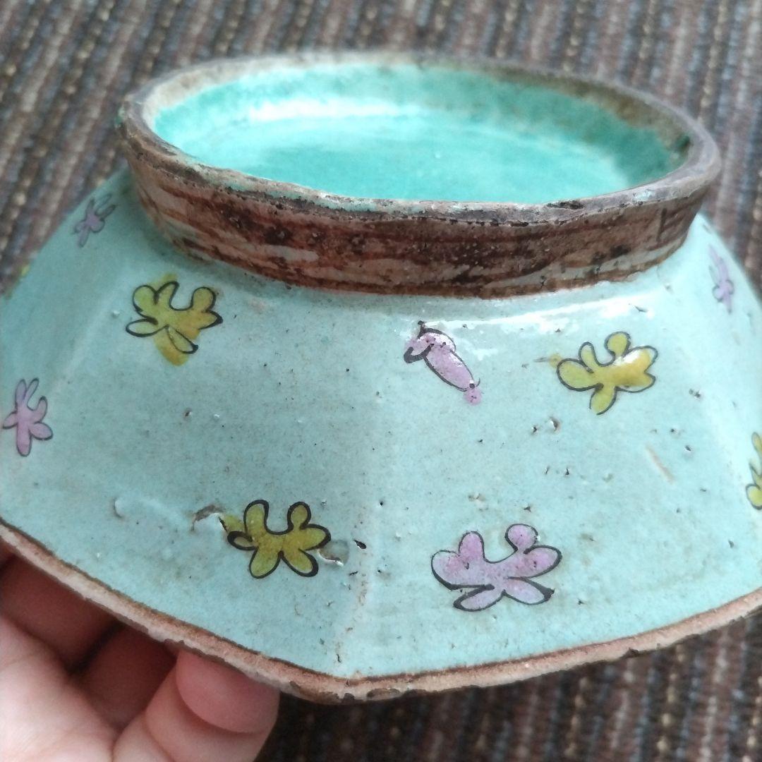 a中国古玩　粉彩　十錦手　色絵八角鉢　15.5cm