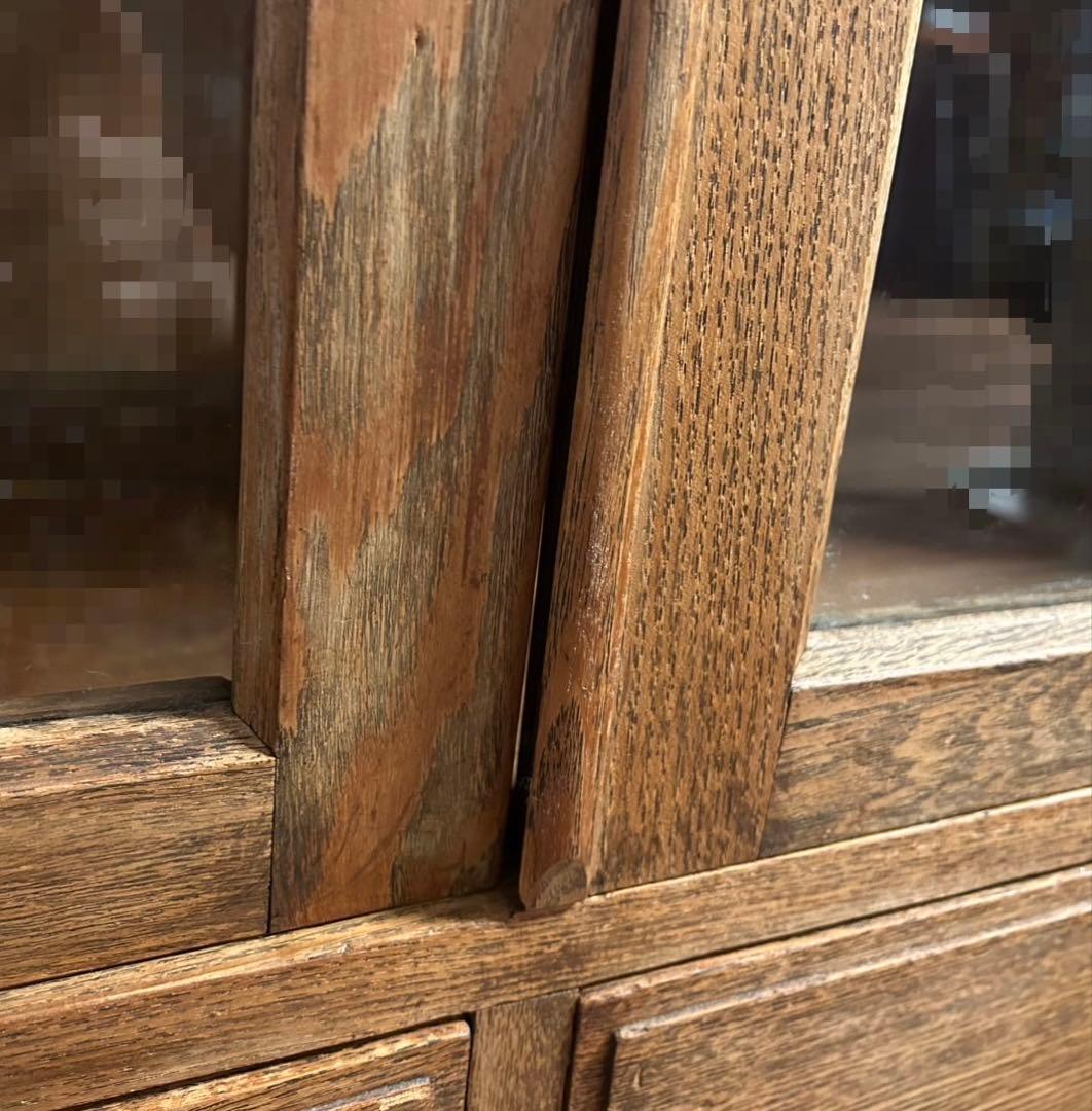 古家具・セン材　キャビネット ガラス扉付き収納棚　ガラスケース