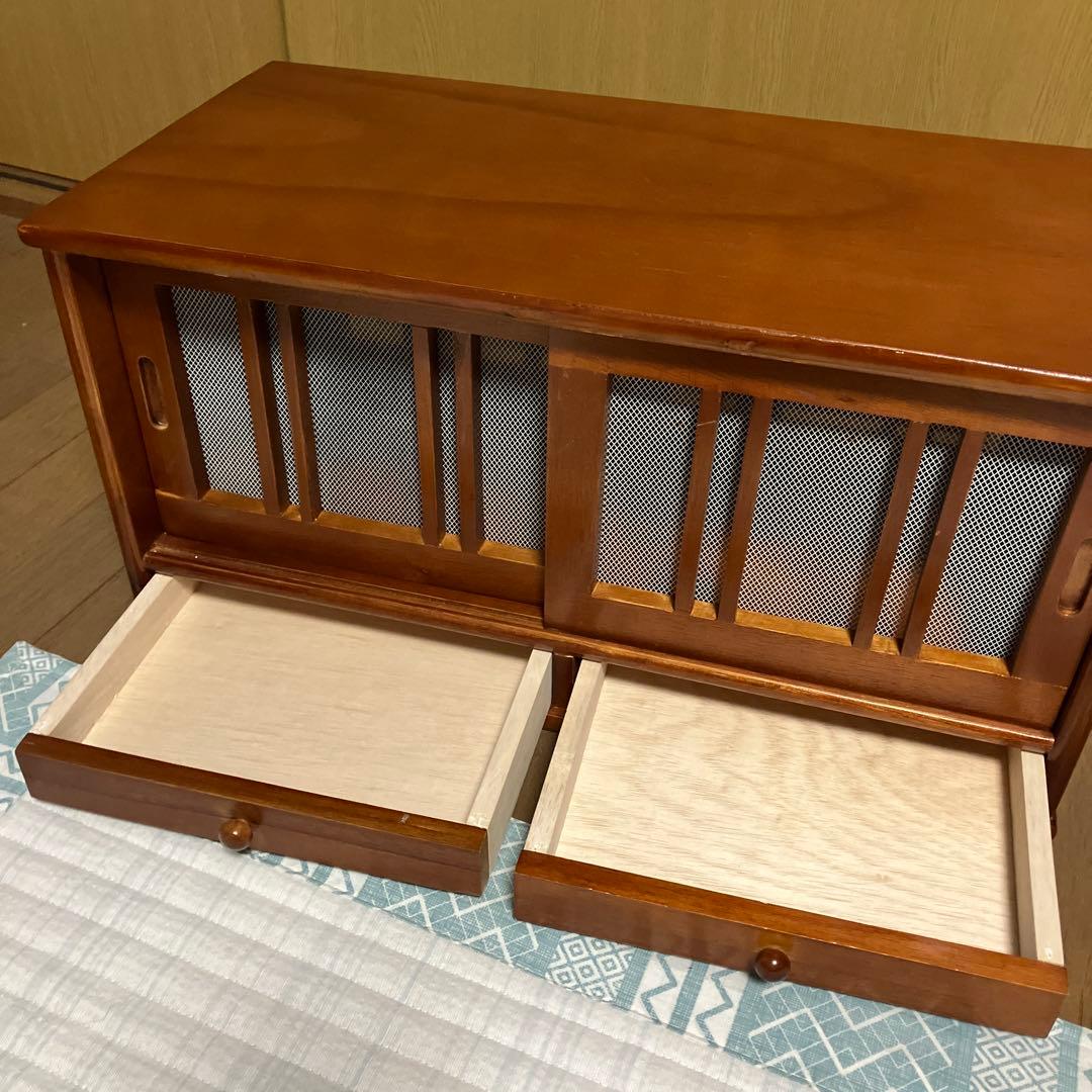 蝿帳/蠅帳 両面開き 引き出し付き 棚/食器棚 家具