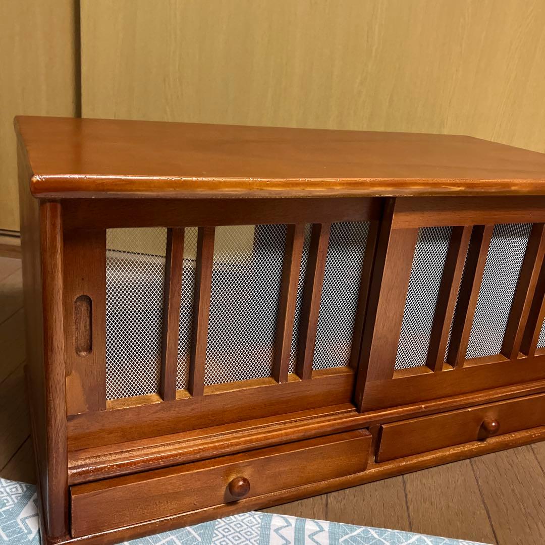 蝿帳/蠅帳 両面開き 引き出し付き 棚/食器棚 家具