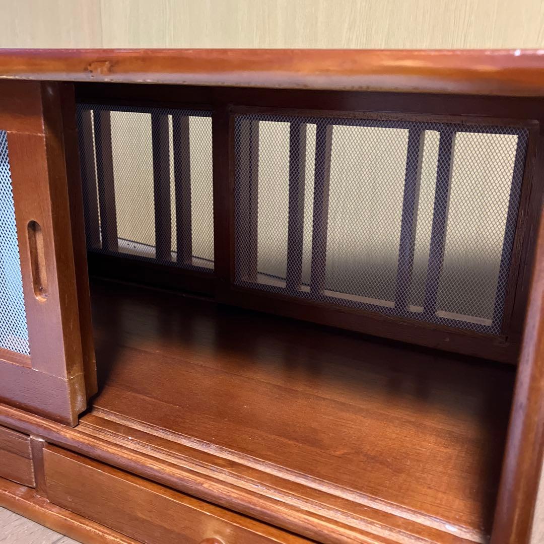 蝿帳/蠅帳 両面開き 引き出し付き 棚/食器棚 家具