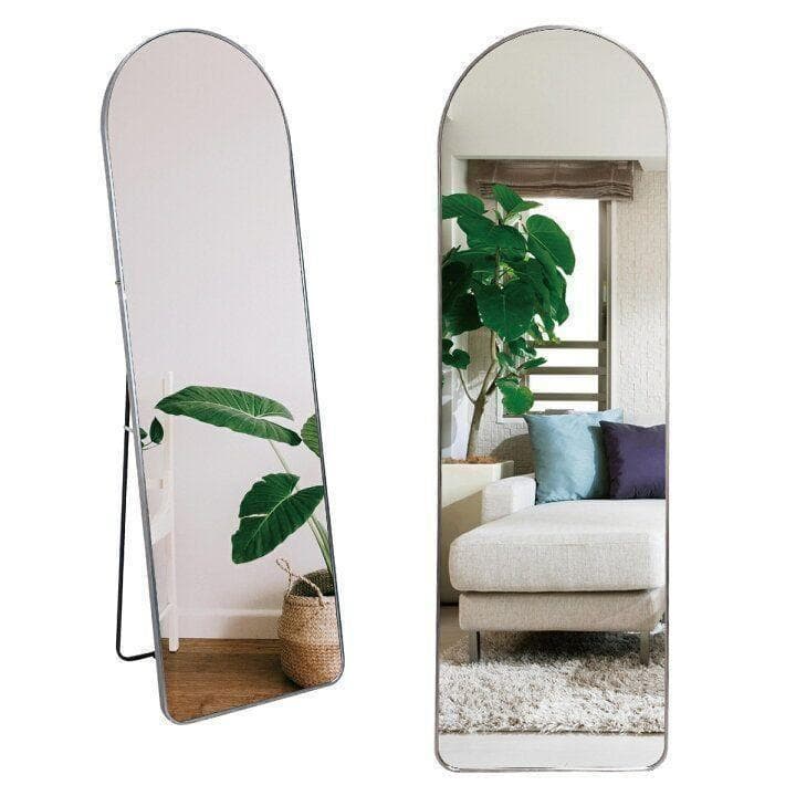 スタンドミラー 姿見鏡 全身鏡 全身 大型 鏡 壁掛け アーチ形 銀1127