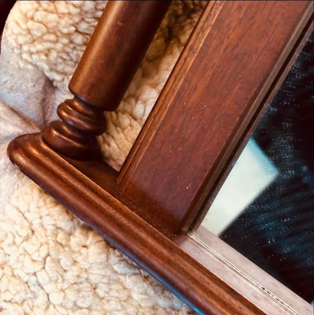 湯布院アンティーク英国調 ウォールミラー レトロビンテージ 木製 壁掛け鏡