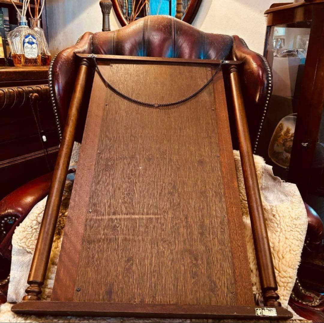 湯布院アンティーク英国調 ウォールミラー レトロビンテージ 木製 壁掛け鏡