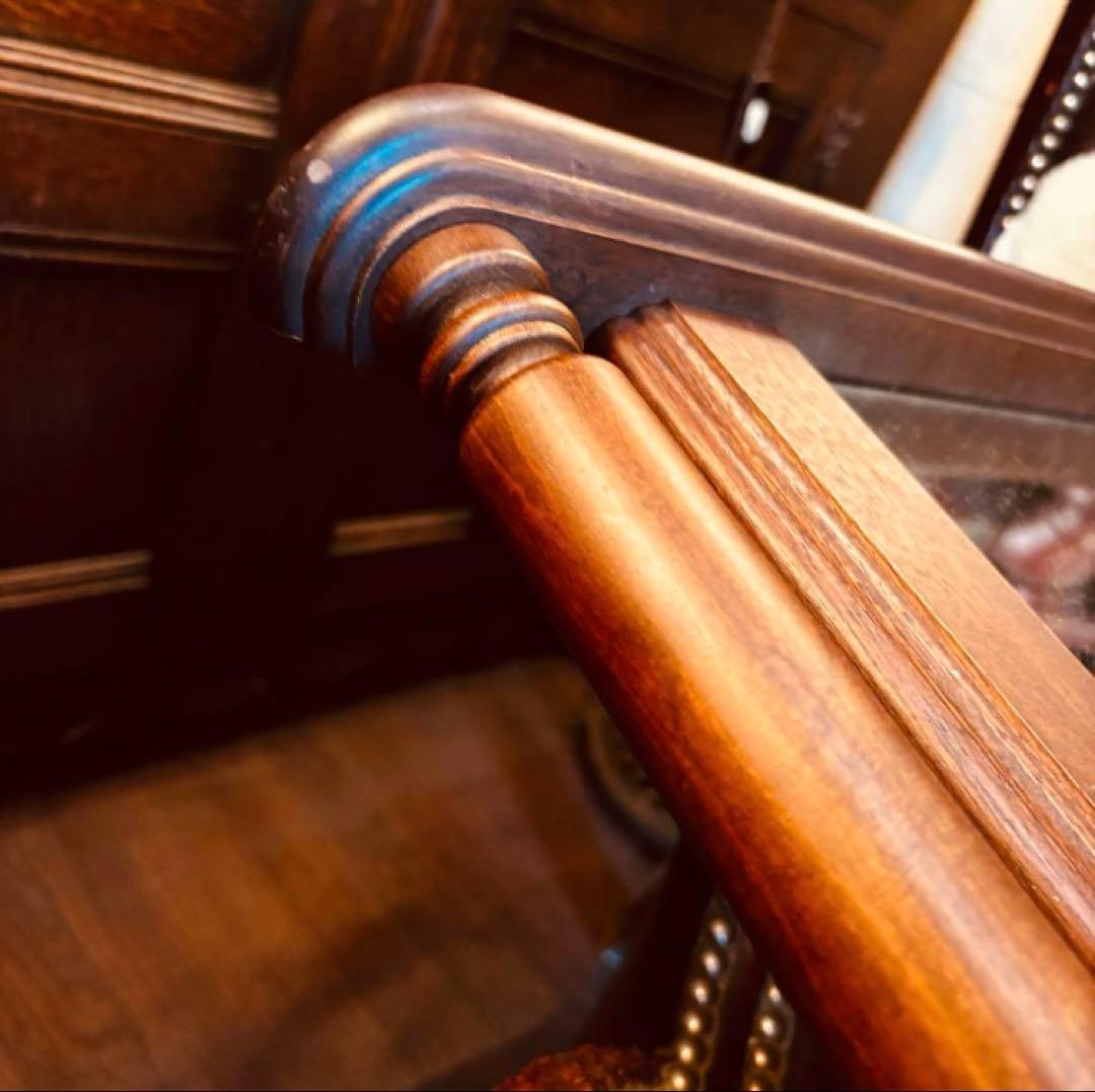 湯布院アンティーク英国調 ウォールミラー レトロビンテージ 木製 壁掛け鏡