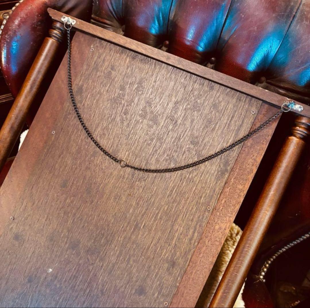 湯布院アンティーク英国調 ウォールミラー レトロビンテージ 木製 壁掛け鏡