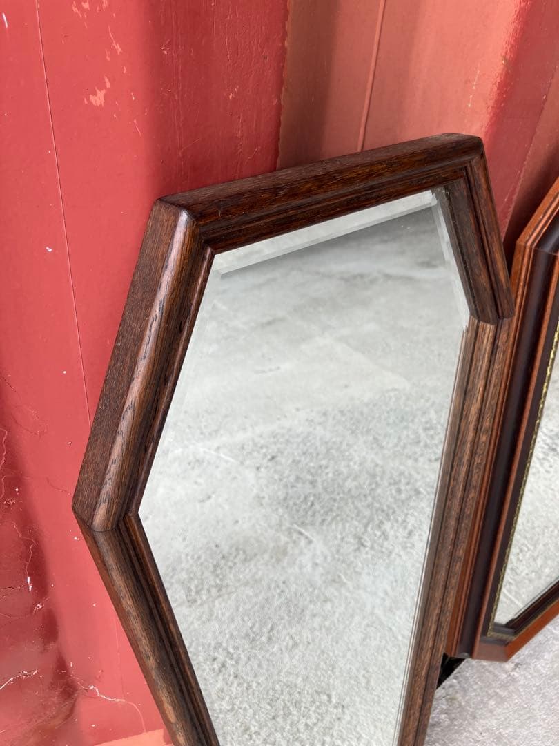 ヴィンテージ　起立木工　ウォールミラー