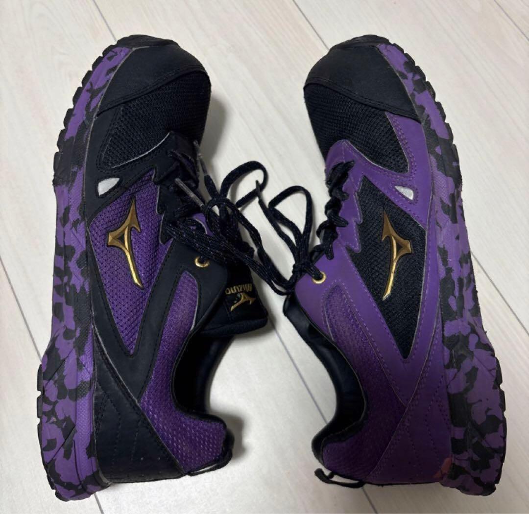 ミズノ 安全靴 限定品 紫 アシンメトリー バイカラー 26.5 左右非対称