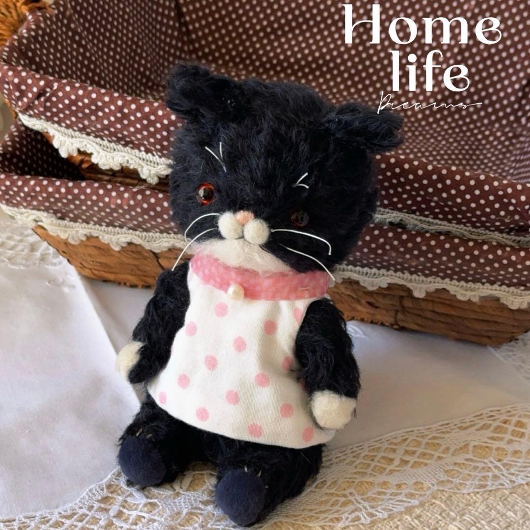 賢そうな黒猫ちゃん アーティストベア 海外作家様 ハンドメイド ぬいぐるみ