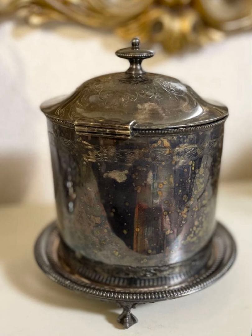 ❣️希少✨イギリスシルバープレートビスケットバレルボックス