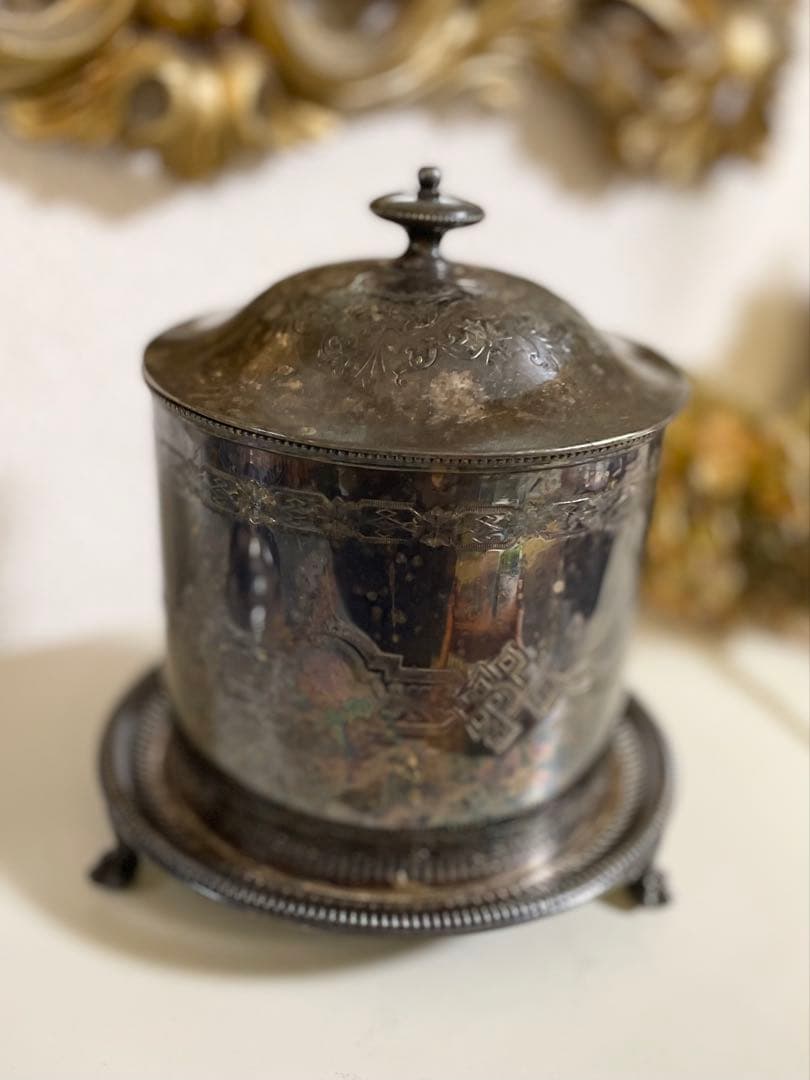 ❣️希少✨イギリスシルバープレートビスケットバレルボックス