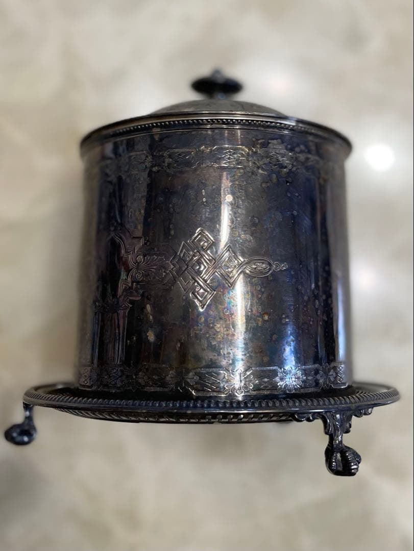 ❣️希少✨イギリスシルバープレートビスケットバレルボックス