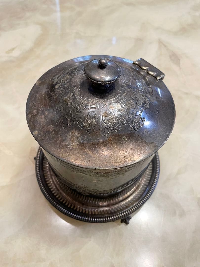 ❣️希少✨イギリスシルバープレートビスケットバレルボックス