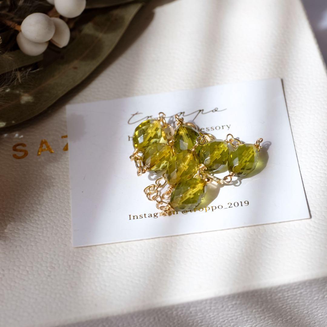 14kgfグリーンアンバーブレスレット