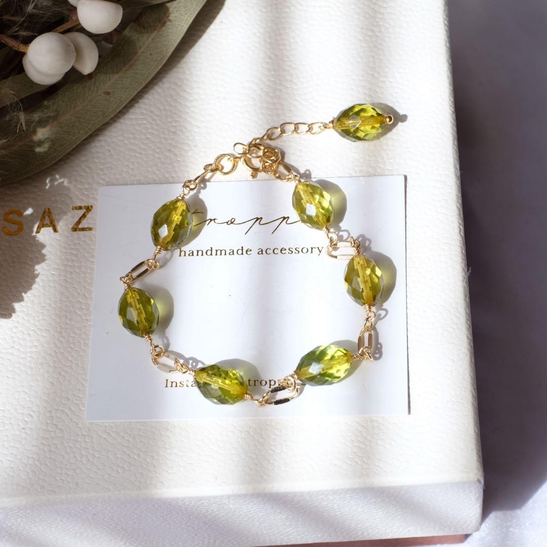 14kgfグリーンアンバーブレスレット