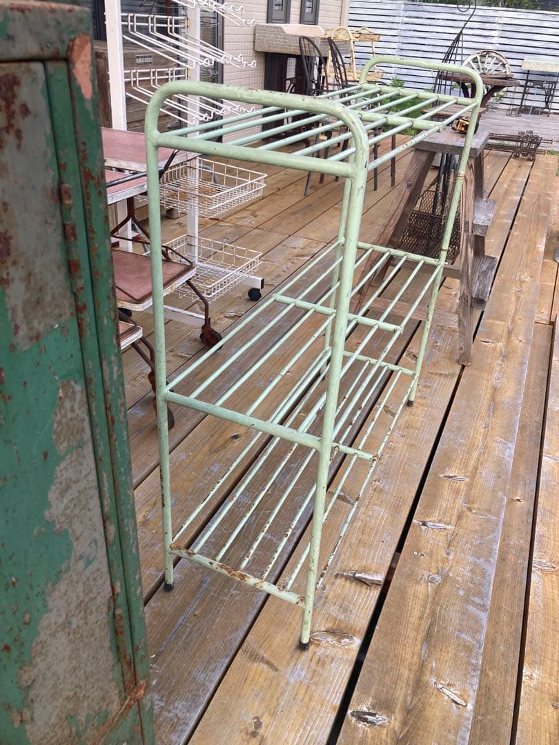 昭和レトロ　アイアンラック　中棚3段　ガーデニング　シャビーラック