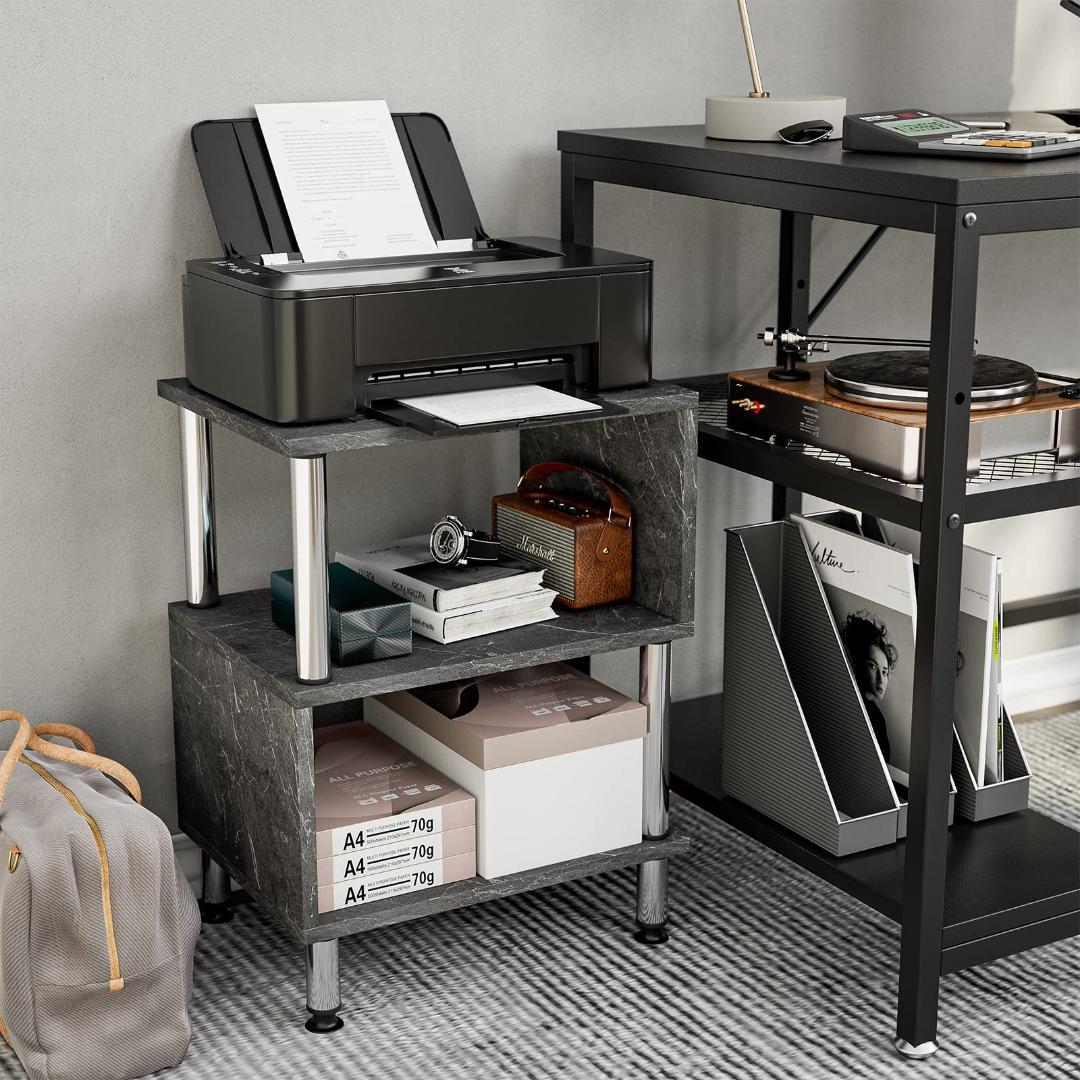 ☆見せる収納S型サイドテーブル　大理石調　ブラック　シンプル