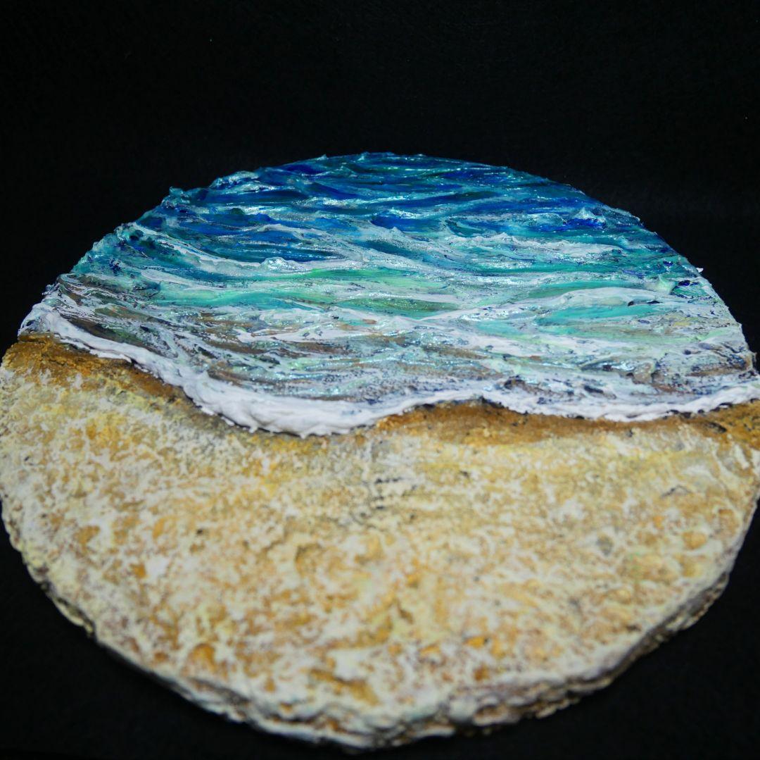 油絵 油彩 油彩画 絵 絵画 円形【丸い海】