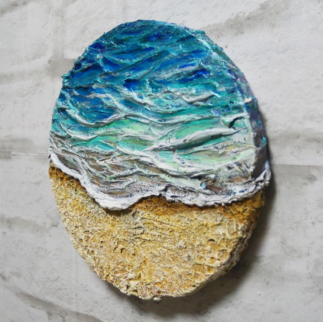 油絵 油彩 油彩画 絵 絵画 円形【丸い海】