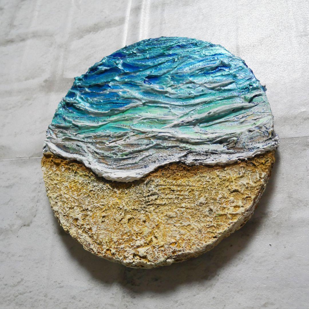 油絵 油彩 油彩画 絵 絵画 円形【丸い海】