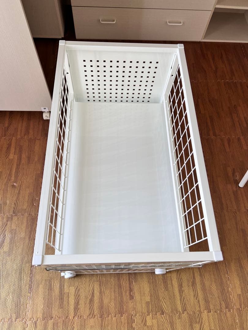 送料込★美品★ディノス　頑丈押し入れ収納ワゴン ホワイト幅45 白　キャスター付