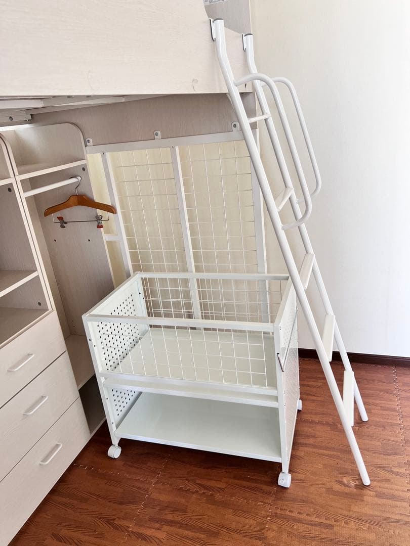 送料込★美品★ディノス　頑丈押し入れ収納ワゴン ホワイト幅45 白　キャスター付