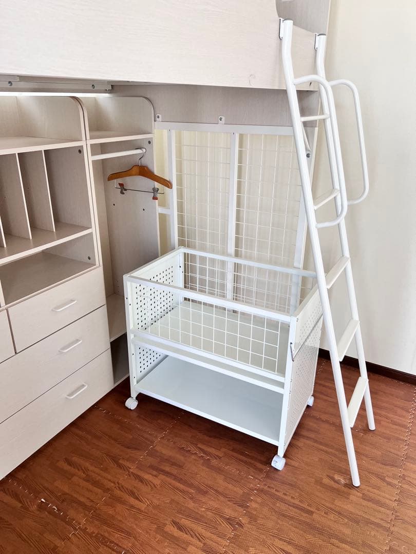 送料込★美品★ディノス　頑丈押し入れ収納ワゴン ホワイト幅45 白　キャスター付