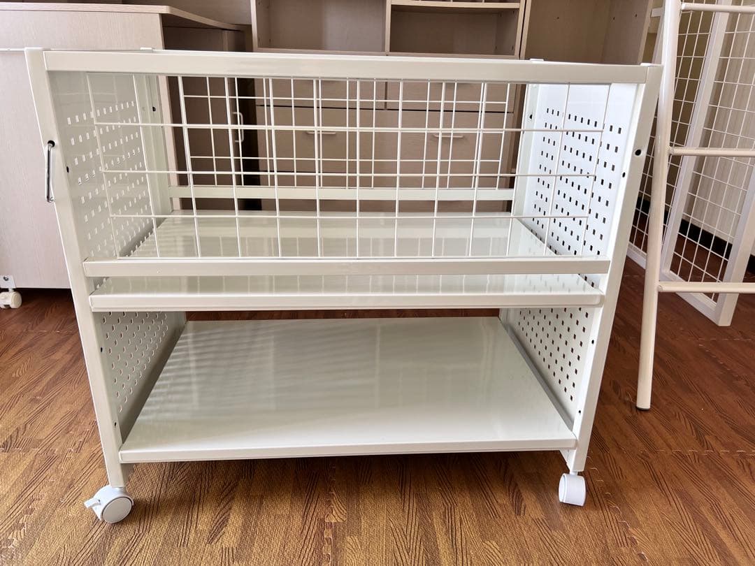 送料込★美品★ディノス　頑丈押し入れ収納ワゴン ホワイト幅45 白　キャスター付