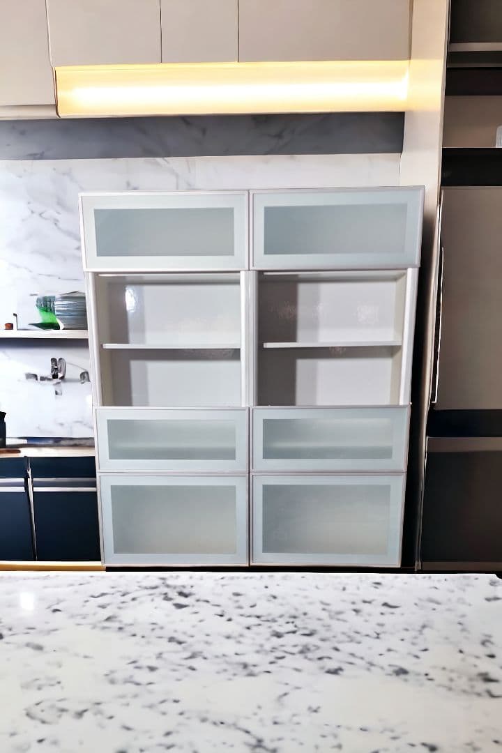 ヨーロッパ製 最高級 カウンタートップ ガラスフロント スライド ユニット