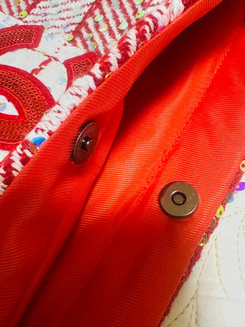 CHANELシャネル☆ノベルティ新品未使用ツイードトートバッグ赤白