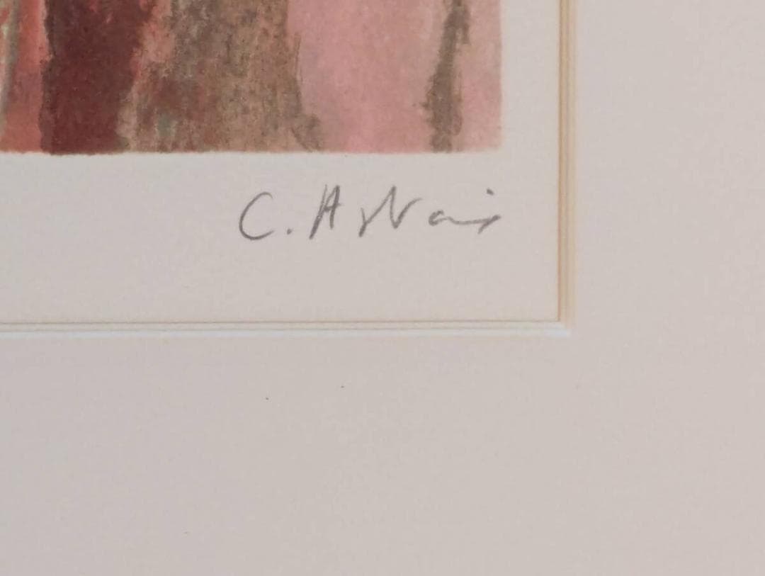 真作】版画 クレール・アステックス リトグラフ 赤い帽子のレディ Z161