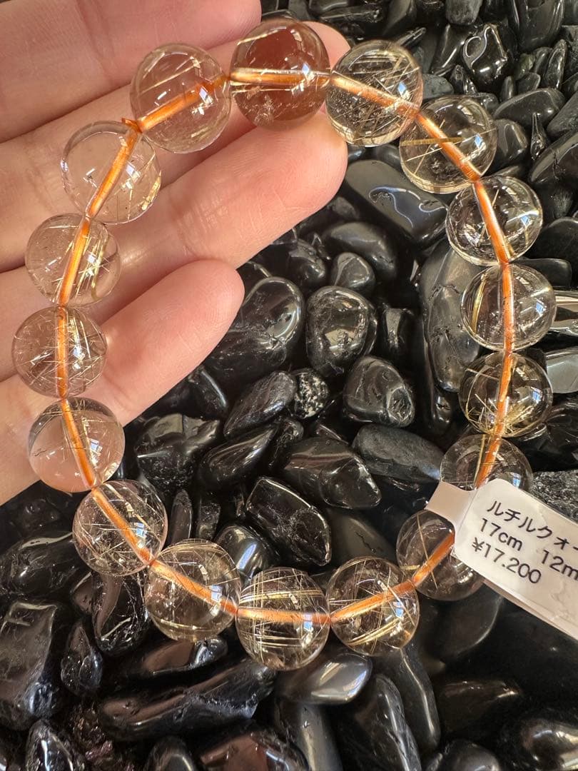 ルチルクォーツ ブレスレット 12mm玉 17cm 天然石