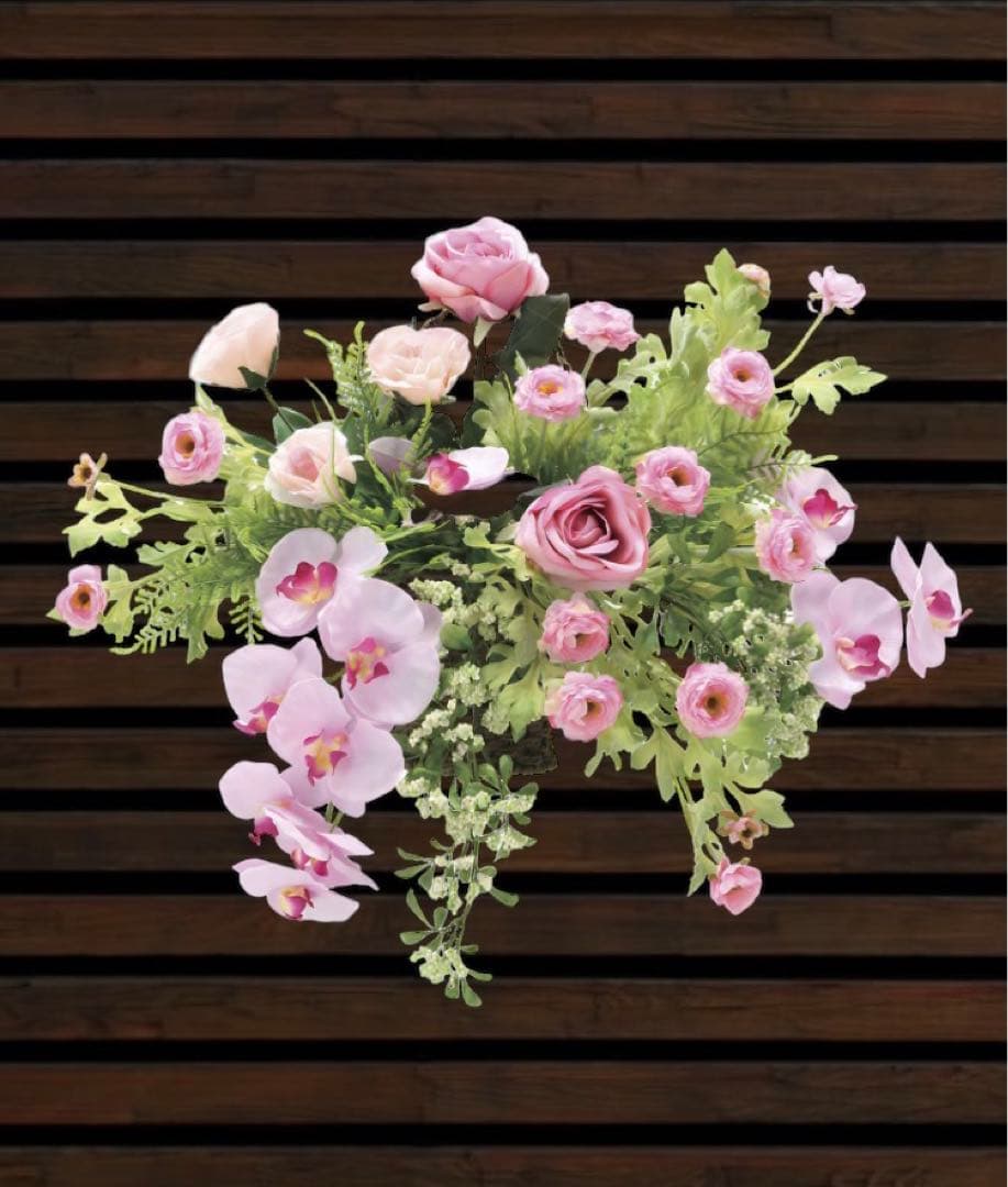 光触媒　人工観葉植物　ウォールグリーン　フェイクグリーン　壁掛けクリスティピンク