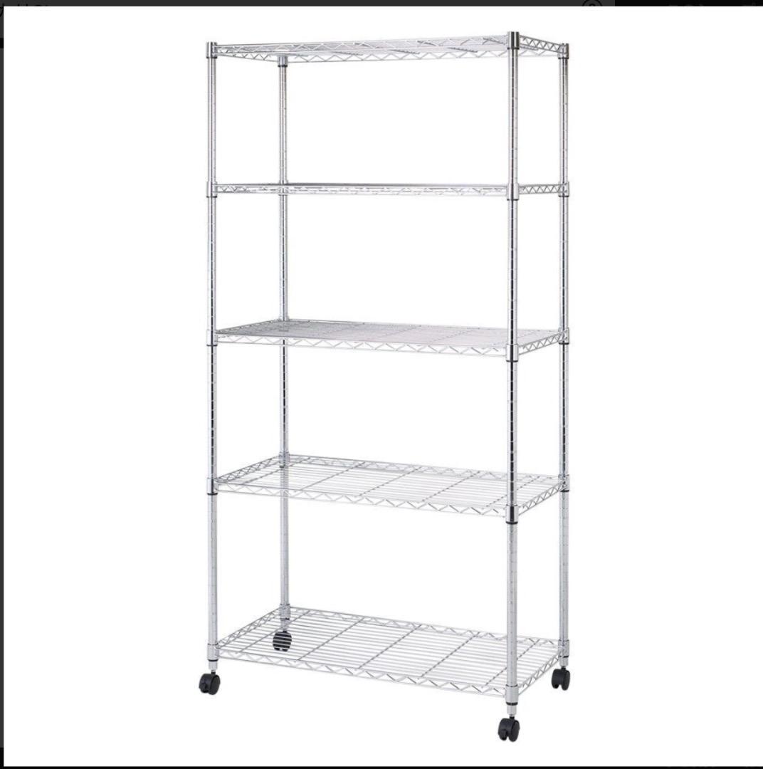シルバー【 5段スチールラック 】キャスター付き 《ルミナス互換性あり》