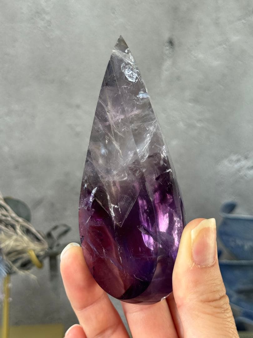 アメジストファントム ドロップ 涙型 置物 スタンド付き