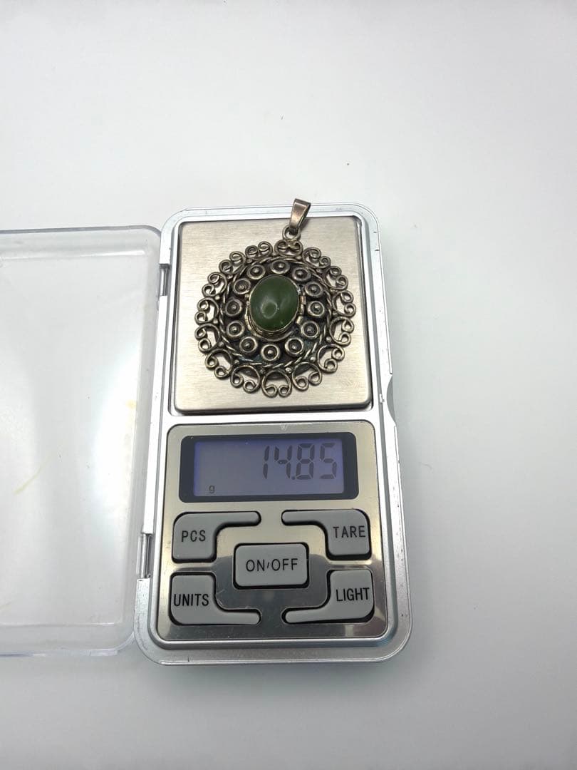 メキシコ製ヴィンテージ シルバー925 ロケットペンダント 翡翠 14.8g