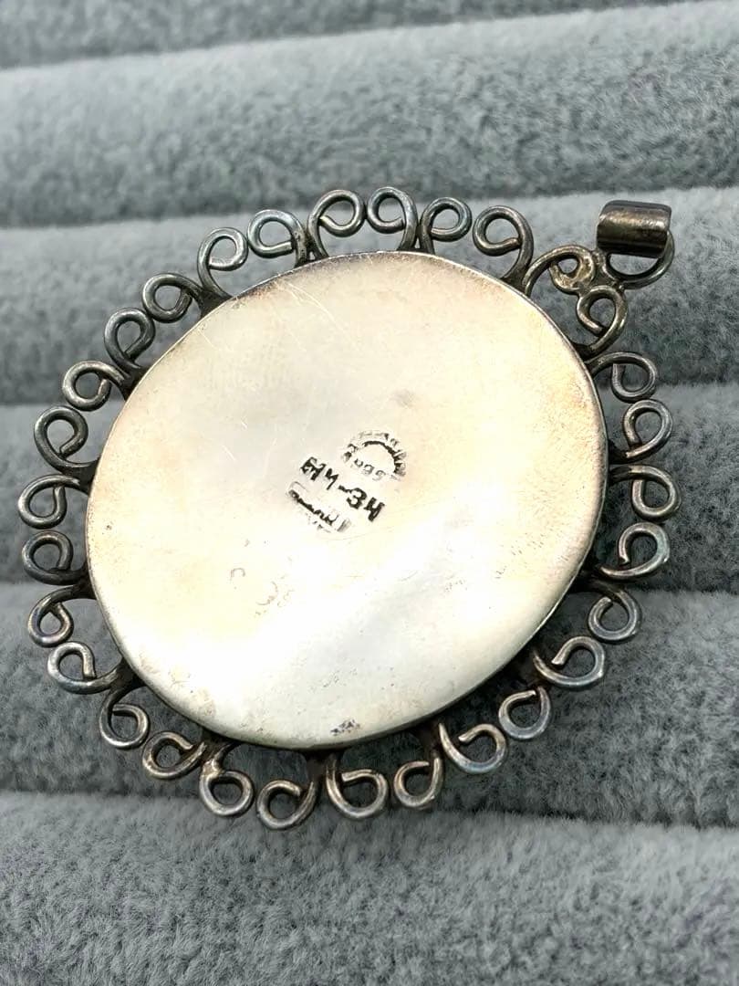 メキシコ製ヴィンテージ シルバー925 ロケットペンダント 翡翠 14.8g