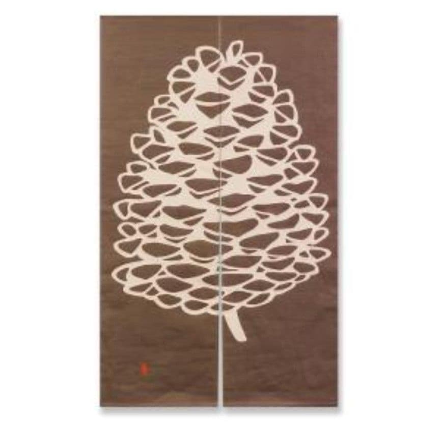 【工夫庵】柿渋染め「まつぼっくり」のれん