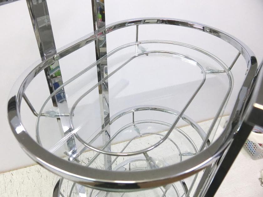 ガラスワゴン☆キャスター付き☆ステンレス キッチンラック