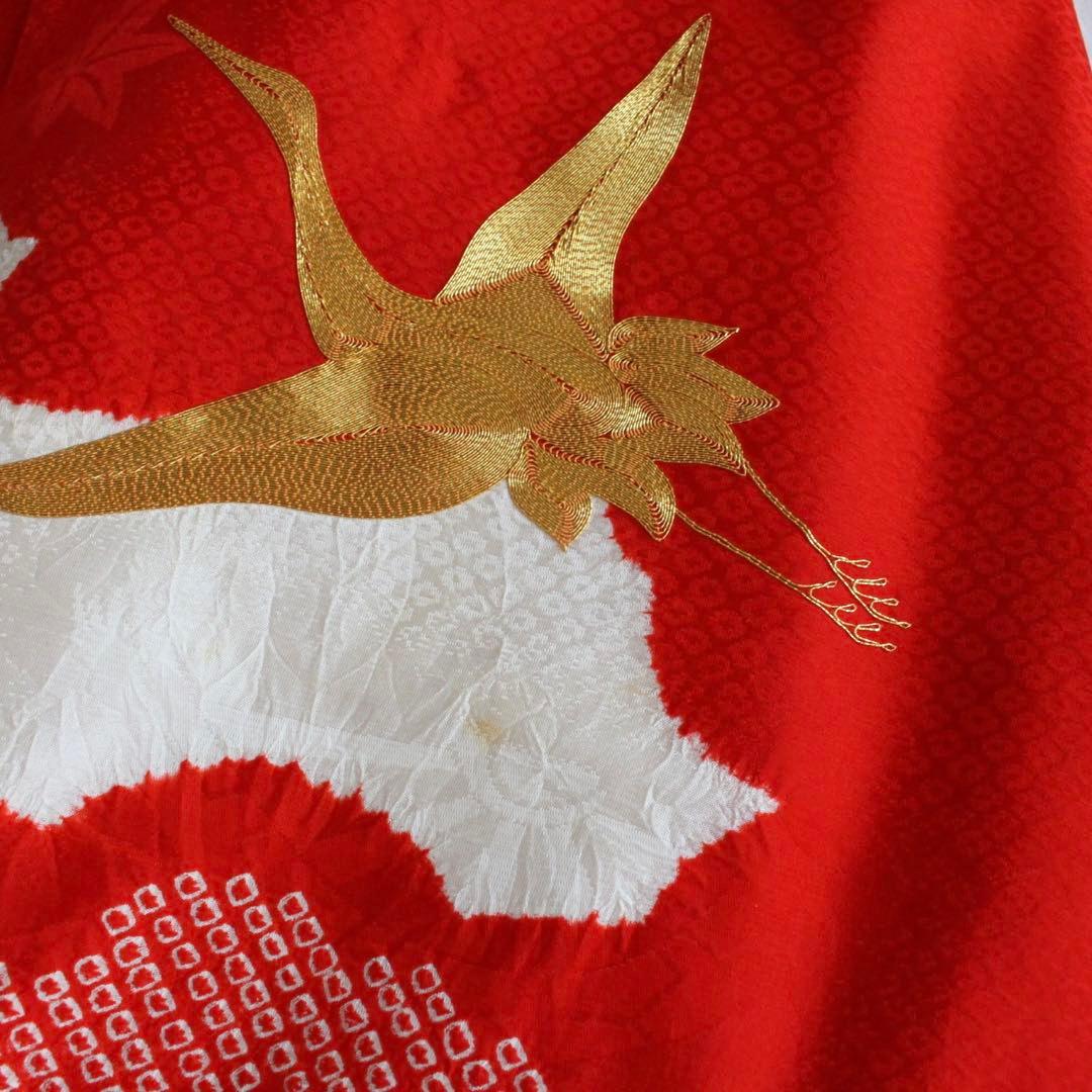 七五三 3歳 女の子 子供 正絹 赤 着物 被布 セット