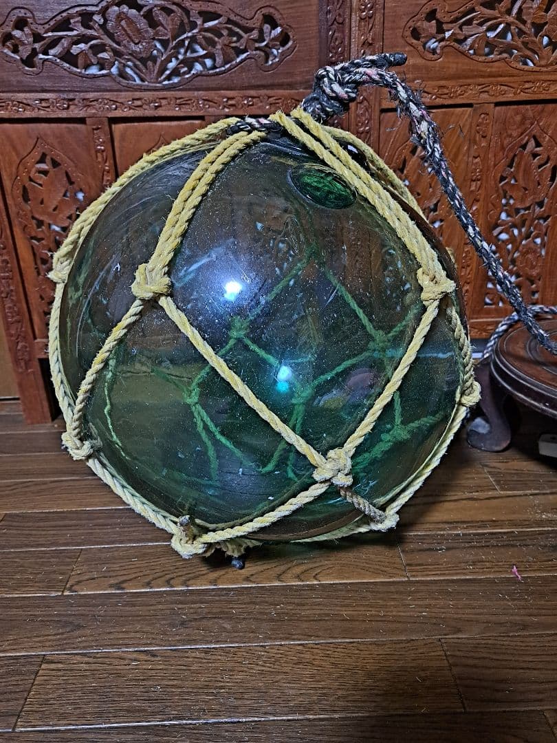 ♡木製一刀彫り　特大　びん玉・浮き玉・ガラス玉♡