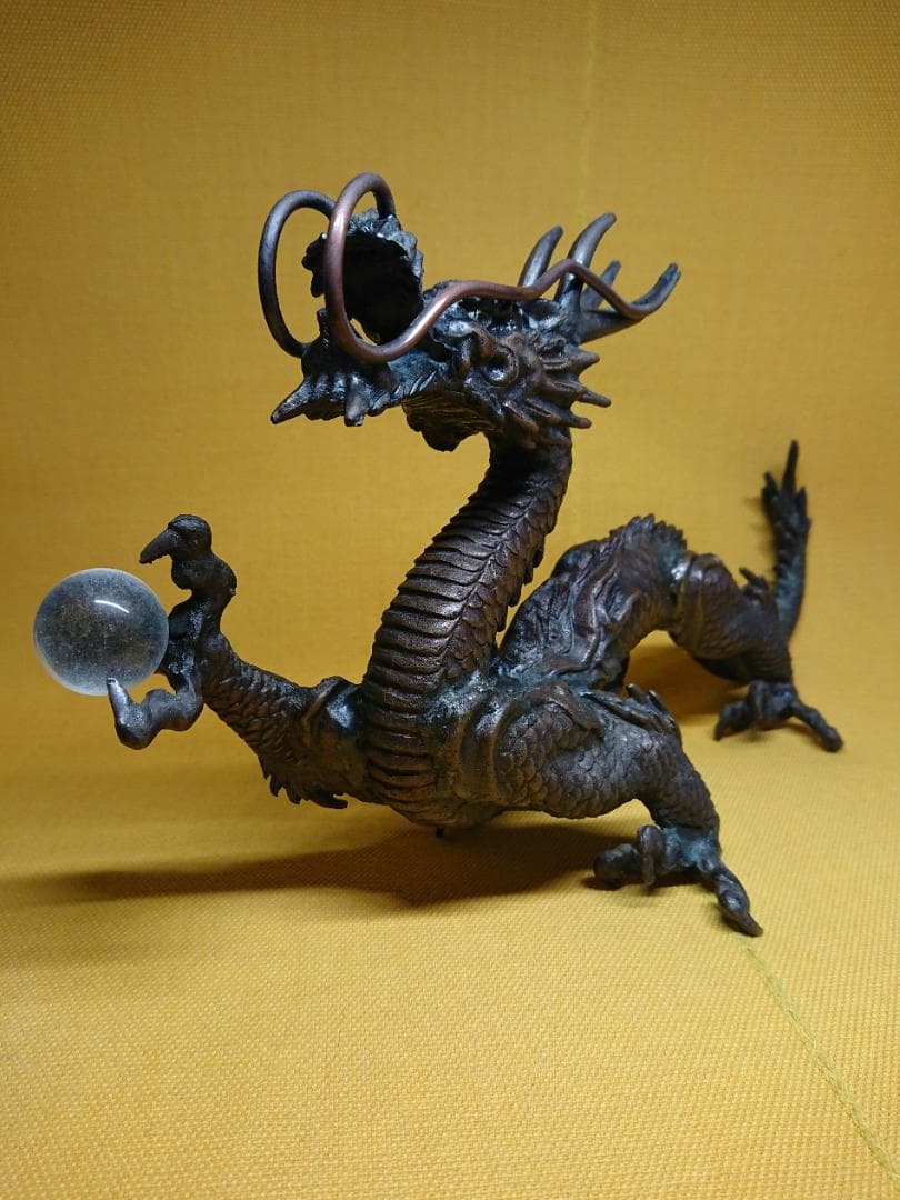 龍　銅製　ブロンズ像　2.5kg　置物　インテリア　工芸品　美術品　A2595
