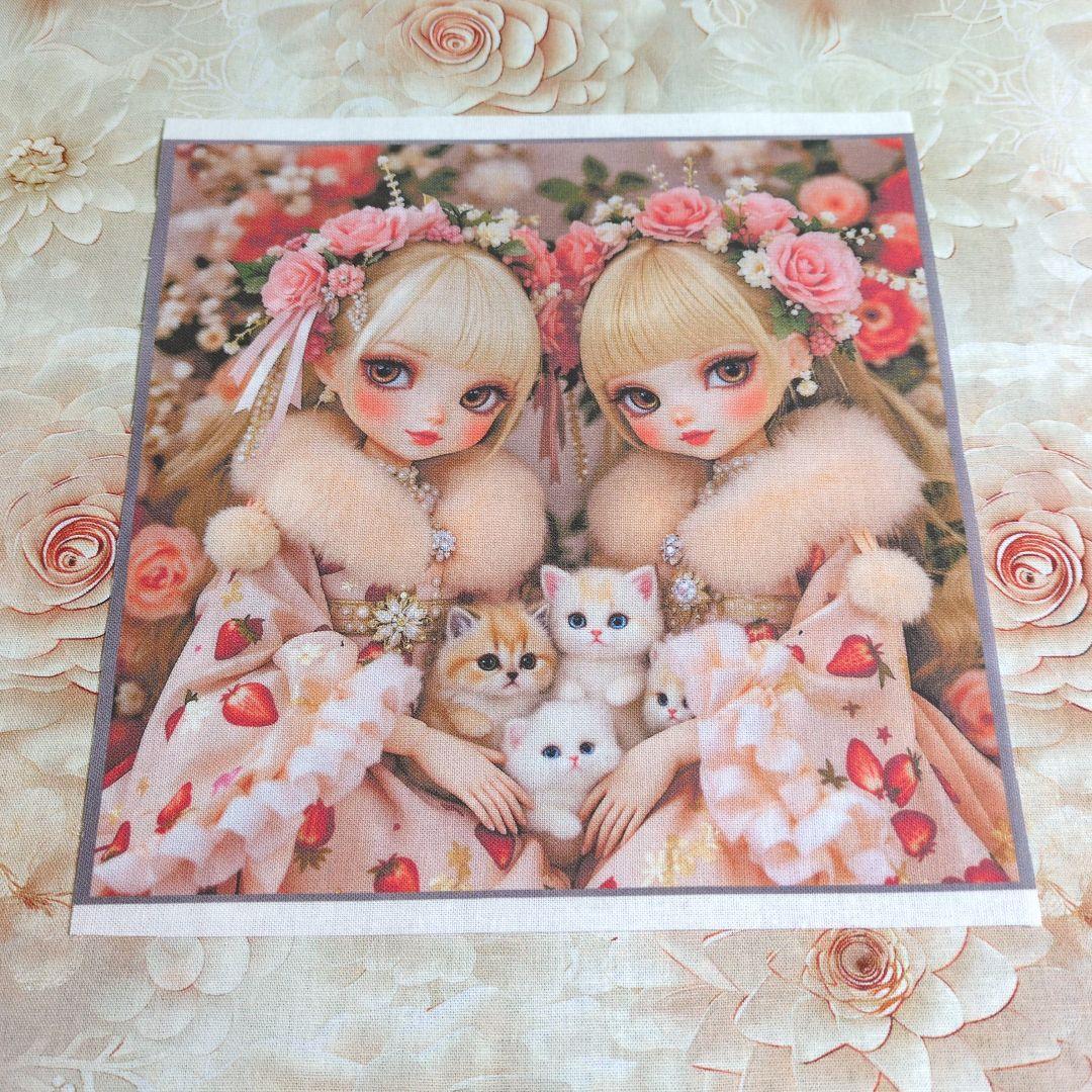 未使用 可愛い女の子パネル生地2枚＆花柄生地です。 - メルカリ