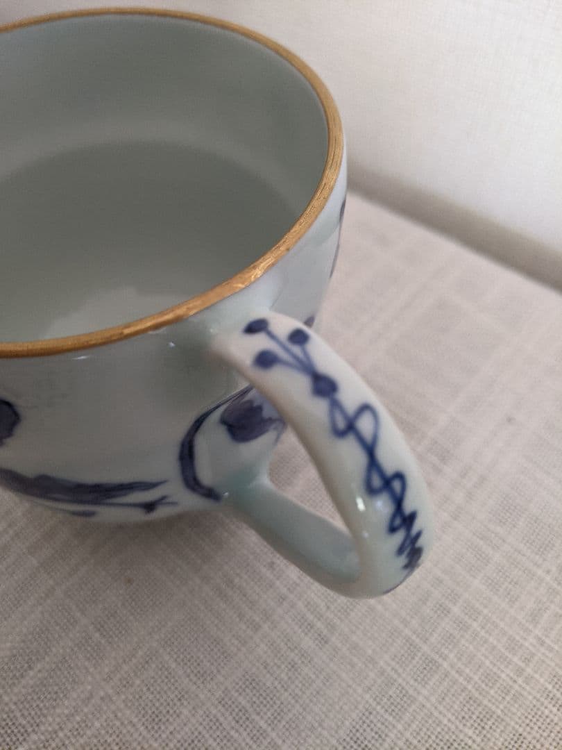 手描き　清水焼　北村賀善　洋花デザイン