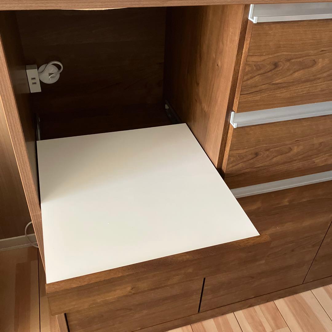 キッチンボード 食器棚 引き出し付き　ダークブラウン