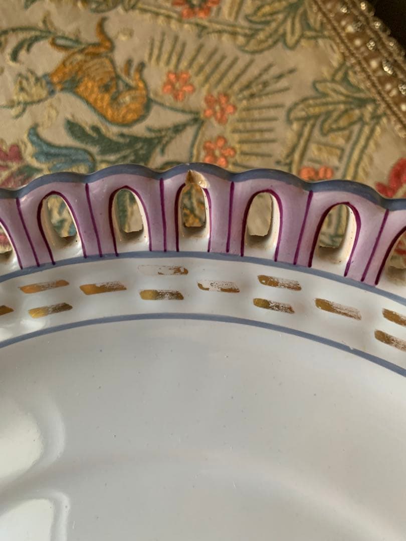 フランスアンティーク　破格エミールガレ細かく描かれた花柄が素敵なコンポティエ！