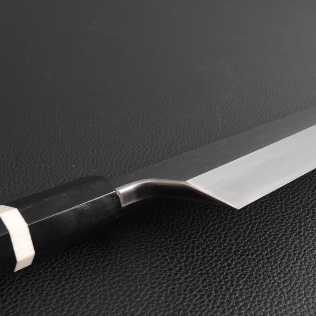 10572 梵静刃物 究極の出刃包丁 尺 刺身包丁 黒檀黒水牛角白三本巻八角